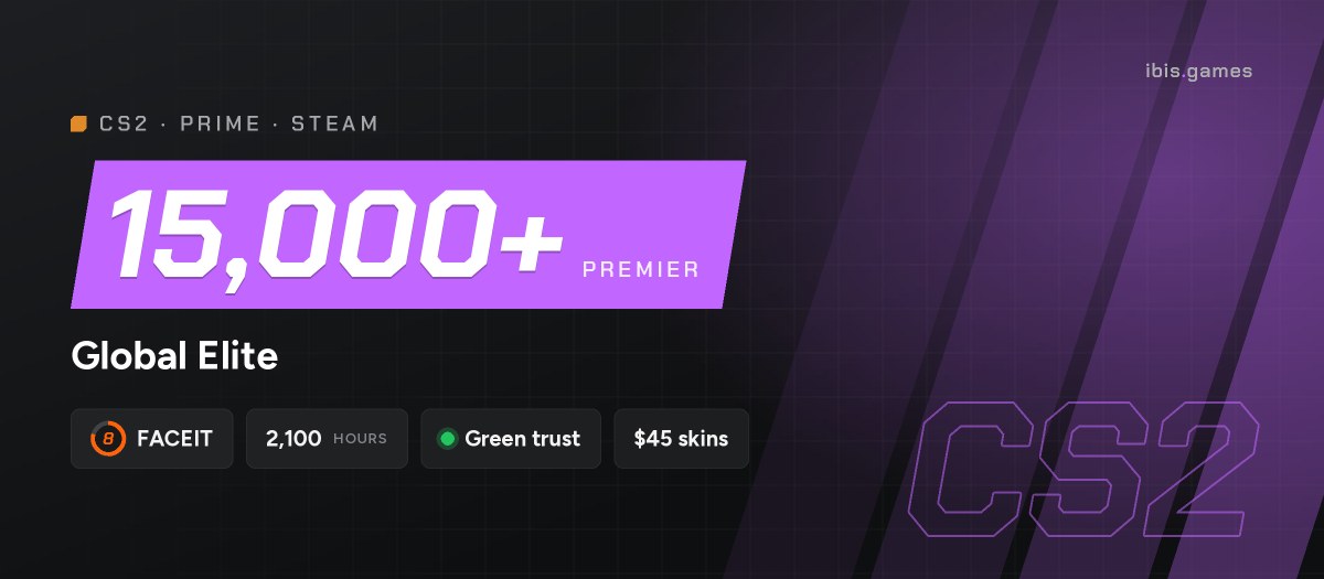 CS2 Prime | 18,400 Premier | FACEIT 8 | 2,100h